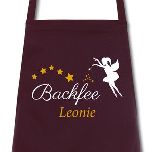 Apron ladies baking fairy personalized with name desired name cooking apron grill apron kitchen apron Burgundy