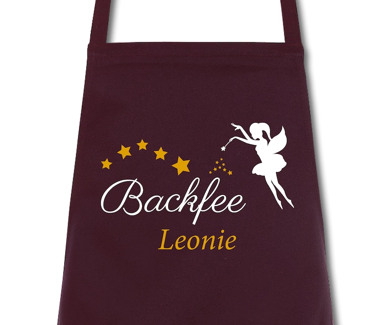 Apron ladies baking fairy personalized with name desired name cooking apron grill apron kitchen apron Burgundy