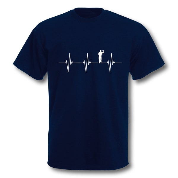 Heartbeat Dart T-Shirt Men's EKG Darten Darter Dartspieler Dartsport 180