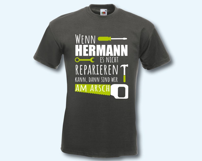 T-Shirt Herren personalisiert Wenn ... es nicht reparieren kann Graphit