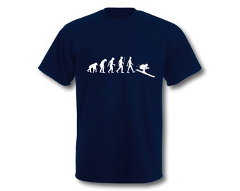 T-Shirt Evolution Abfahrt Ski Alpin T-Shirt Fun-Shirt Herren Wintersport