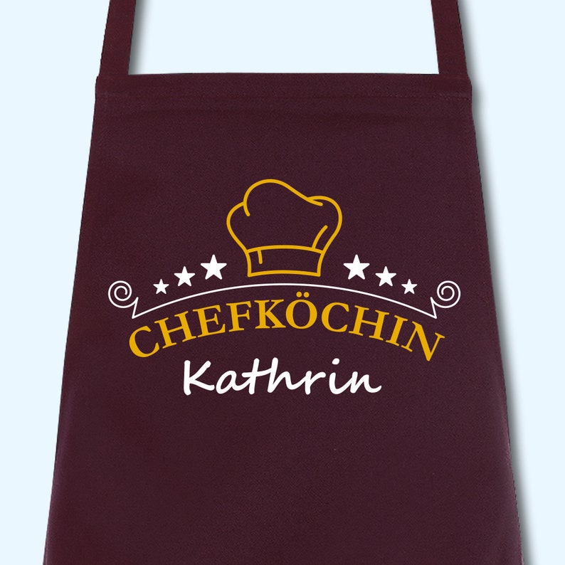 Schürze Damen Chefköchin mit Namen Wunschnamen Kochschürze Grillschürze Küchenschürze personalisiert Burgundy