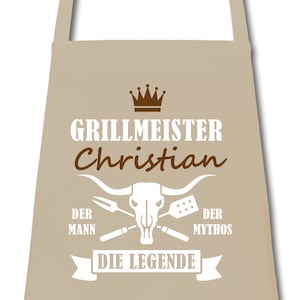 Schürze Männer Grillmeister mit Namen Wunschnamen Grillschürze Küchenschürze Kochschürze personalisiert Rope