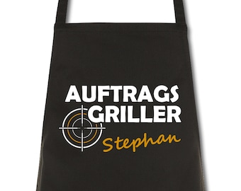 Apron commissioned griller personalized with desired name cooking apron grill apron kitchen apron