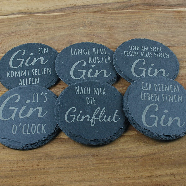 Untersetzer Schiefer - Gin-Sprüche - Geschenkidee - Laser Gravur personalisiert