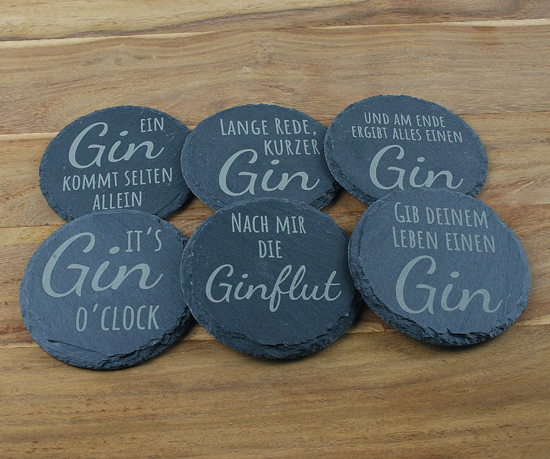 Untersetzer Schiefer Gin-Sprüche Geschenkidee Laser Gravur personalisiert Bild 1