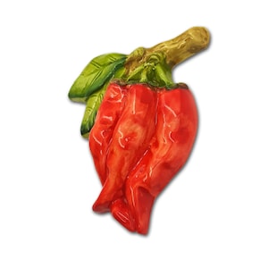 Italian Ceramic Chili Pepper decorations for Kitchen - Hand Painted Kitchen wall decor - Decorations with Artificial Chili Pepper -