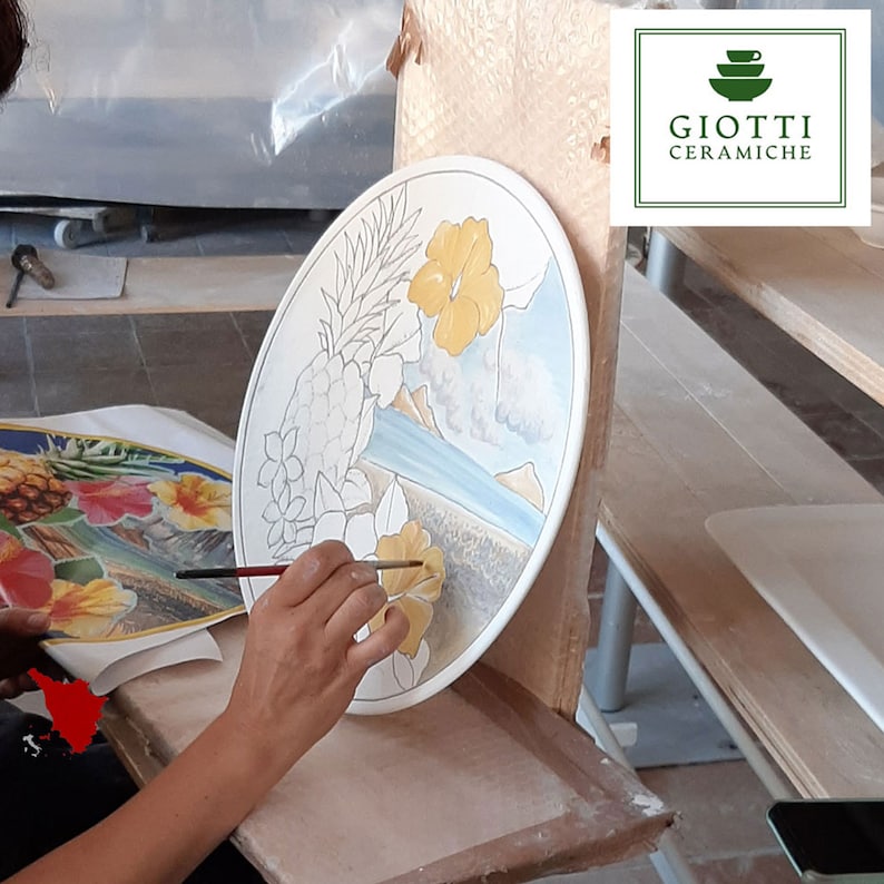 Hand-Painted Ceramic Serving Tray – Italian Tuscany Lemon Pottery image 7