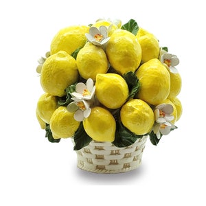 Cesto toscano con decorazione Limoni fatto a mano, dipinto a mano arte da cucina Dimensioni h12 pollici