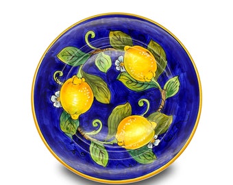 Italian Ceramic - dinnerware plate Lemon Design -  Hand Painted dish - Made in ITALY Tuscany - Italian Pottery dinner plate - Ceramics dish