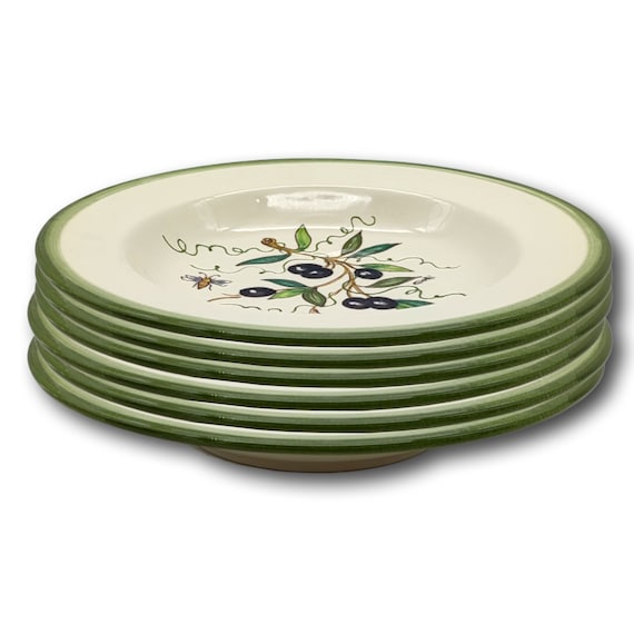 Italian Ceramic pasta Bowls Sets for 6 Olives Classic Hand Painted Dish Made in ITALY Tuscany Italian Pottery Dinner Plates Etsy Canada