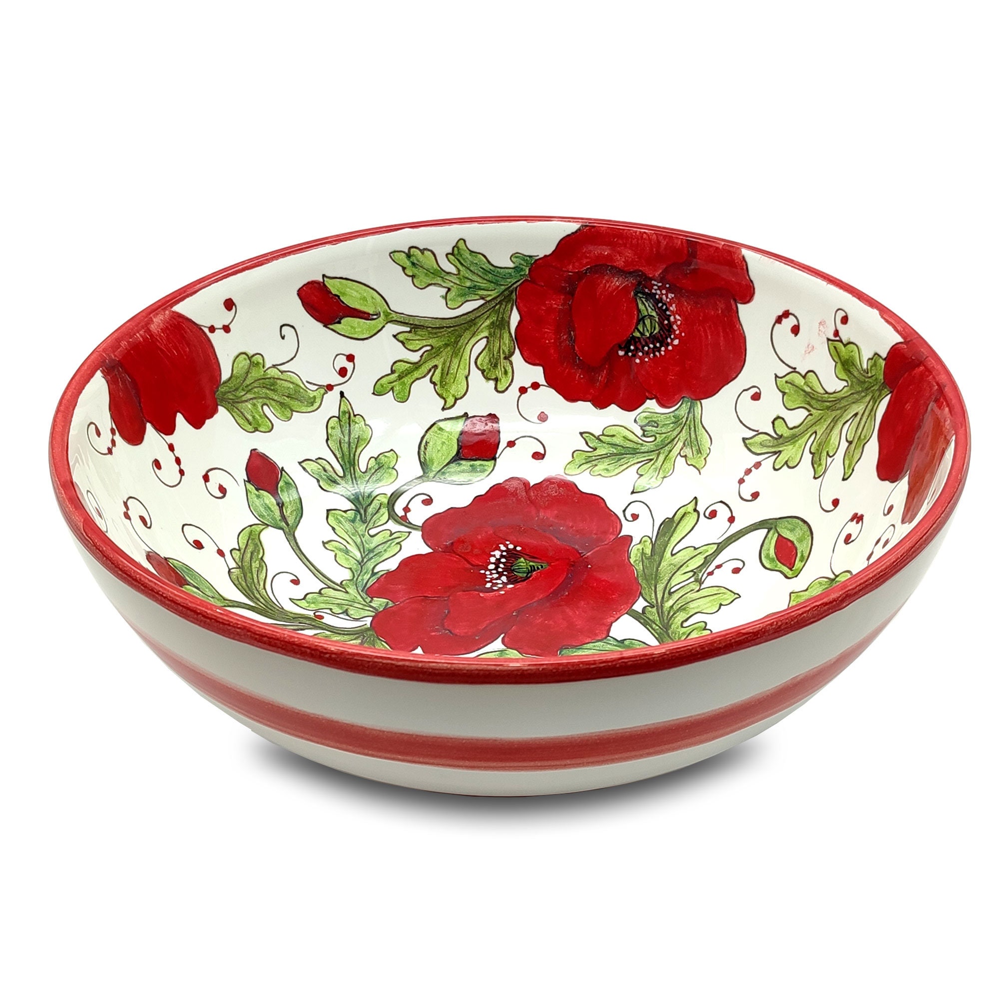 Large Ceramic Bowl - Italian dinnerware pasta bowl - Platter serving tray - Hand painted Tuscany pottery bowls - Made in Italy - Salad Bowl