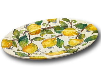 Hand-Painted Lemon Ceramic Serving Tray – Italian Tuscan Dinnerware