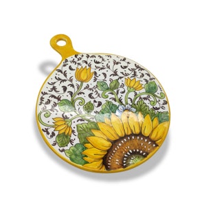Ceramic Cheese Board Sunflower design - Serving Platter for Kitchen - Italian Pottery Serving Dish - Home Decor Ceramics Slate Cheese Tray