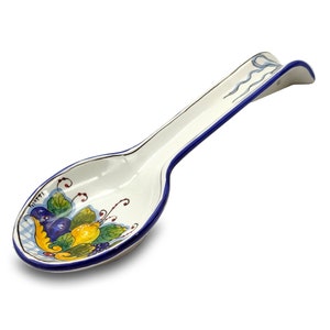 Italian Ceramic - Spoon Rest holder for kitchen counter - Hand Painted Spoon Holder- Made in ITALY - Italian Pottery – MEDICI DECOUR