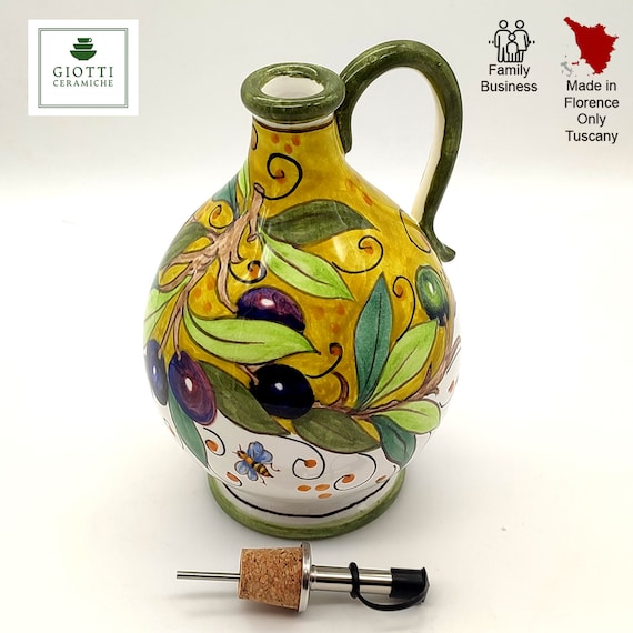 Hand Painted Italian Olive Oil Dispenser – Tuscany Ceramic Cruet