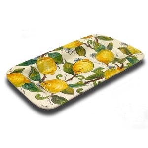 Large Ceramic Tray - Italian dinnerware  serving Tray - Yellow Lemons serving tray - Hand painted Tuscany pottery - Made in Italy