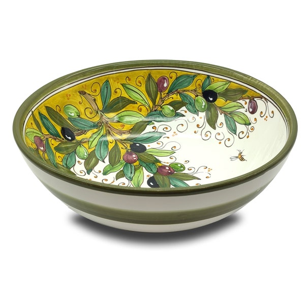 Large Ceramic Bowl - Italian dinnerware pasta bowl - Platter serving tray - Hand painted Tuscany pottery bowls - Made in Italy - Salad Bowl
