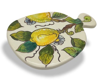 Italian Ceramic - Cheese Board Lemon - Serving Platter  - Made in ITALY  - Italian Pottery Serving Dish - Slate Cheese Tray