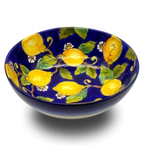 Large Ceramic Bowl - Italian dinnerware pasta bowl - Platter serving tray - Hand painted Tuscany pottery bowls - Made in Italy - Salad Bowl