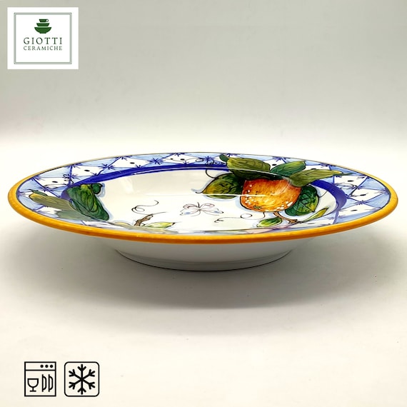 Hand-painted Italian Ceramic Pasta Bowls – Lemon & Orange, Set of