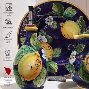 Hand-Painted Ceramic Serving Tray – Italian Tuscany Lemon Pottery image 4