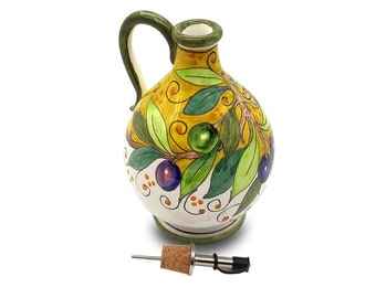Hand Painted Italian Olive Oil Dispenser – Tuscany Ceramic Cruet