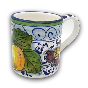 Italian Ceramic Coffee Mug Lemon - 11 oz Hand Painted Tea Cups Design for Kitchen - Made in ITALY Tuscany - Italian Pottery  - Tea Cup