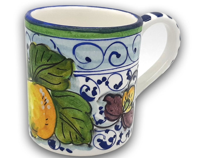 Italian Ceramic Coffee Mug Lemon - 11 oz Hand Painted Tea Cups Design for Kitchen - Made in ITALY Tuscany - Italian Pottery  - Tea Cup