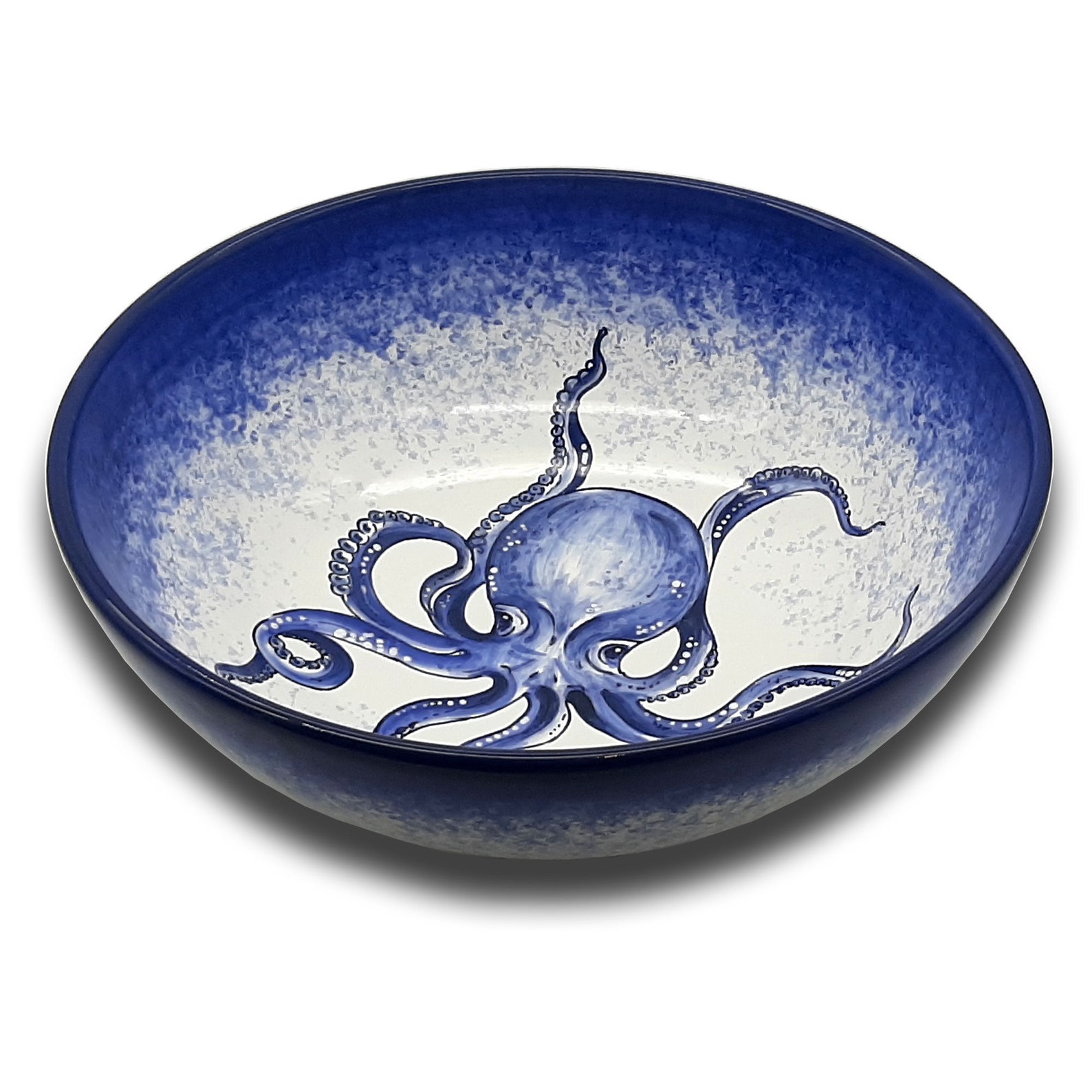 Ceramic Bowl Italian Dinnerware Pasta Bowl White Blue Etsy Canada