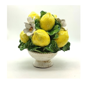 Italian Ceramic Lemons S centerpieces for dining room table - 8 inches Tall Hand Made Centerpiece table decorations