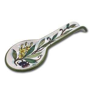 Italian Ceramic - Spoon Rest holder for kitchen counter - Hand Painted Spoon Holder- Made in ITALY - Italian Pottery – Lemon decorated