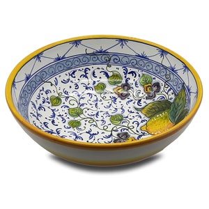 Large Ceramic Bowl - Italian dinnerware pasta bowl - Platter serving tray - Hand painted Tuscany pottery bowls - Made in Italy - Salad Bowl
