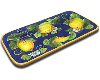 Hand-Painted Ceramic Serving Tray – Italian Tuscany Lemon Pottery