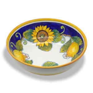 Large Ceramic Bowl - Italian dinnerware pasta bowl - Platter serving tray - Hand painted Tuscany pottery bowls - Made in Italy - Salad Bowl
