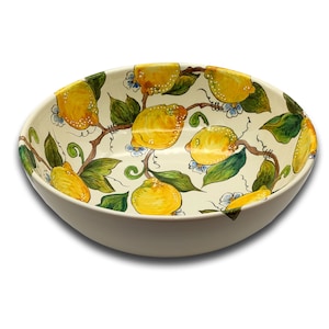 Large Ceramic Bowl - Italian dinnerware pasta bowl - Platter serving tray - Hand painted Tuscany pottery bowls - Made in Italy - Salad Bowl