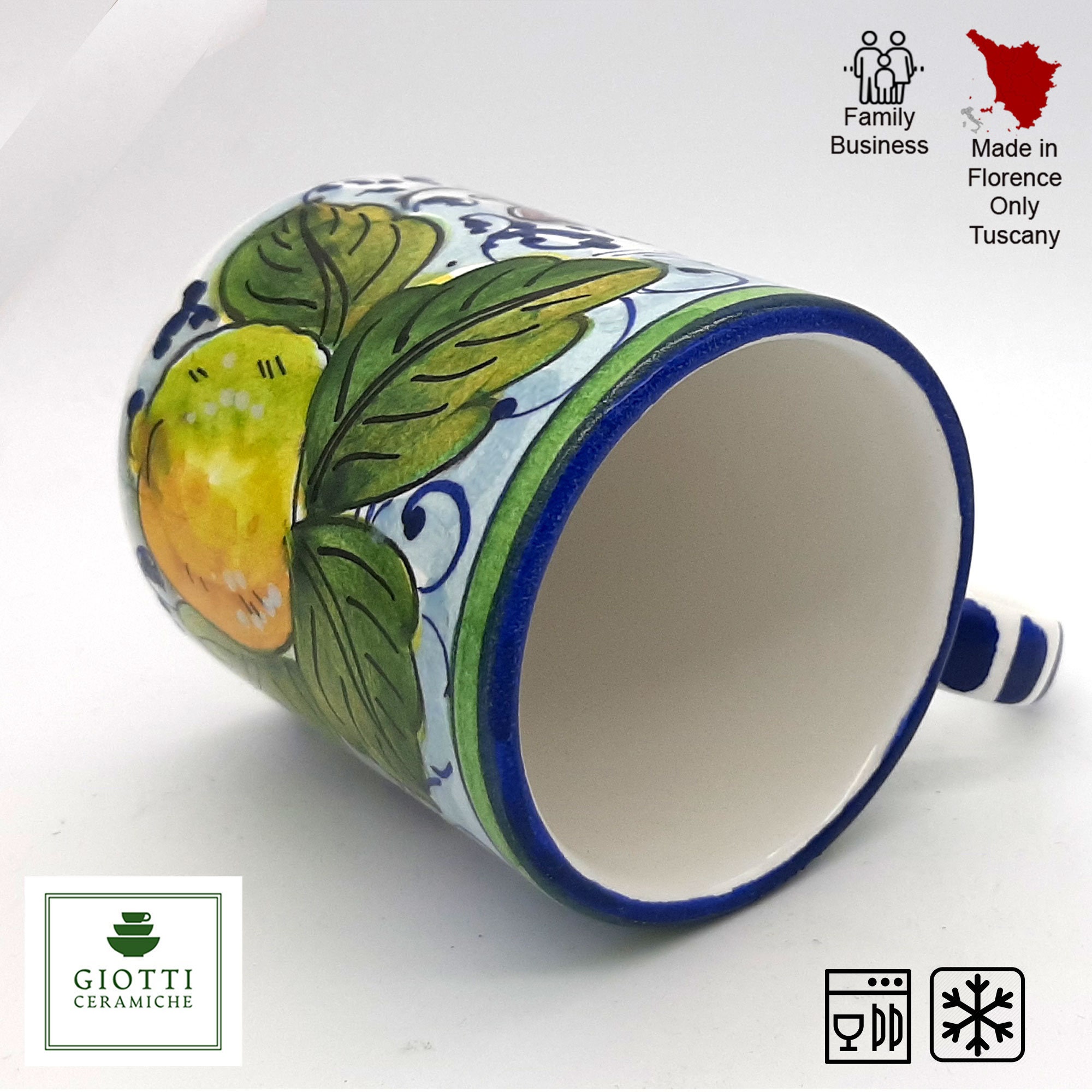 Italian Ceramic Coffee Mug Lemon - 11 Oz Hand Painted Tea