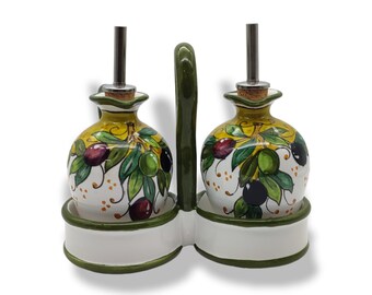 Italian Ceramic Olive Oil Dispenser Bottle,700ml Hand Painted Olive Oil