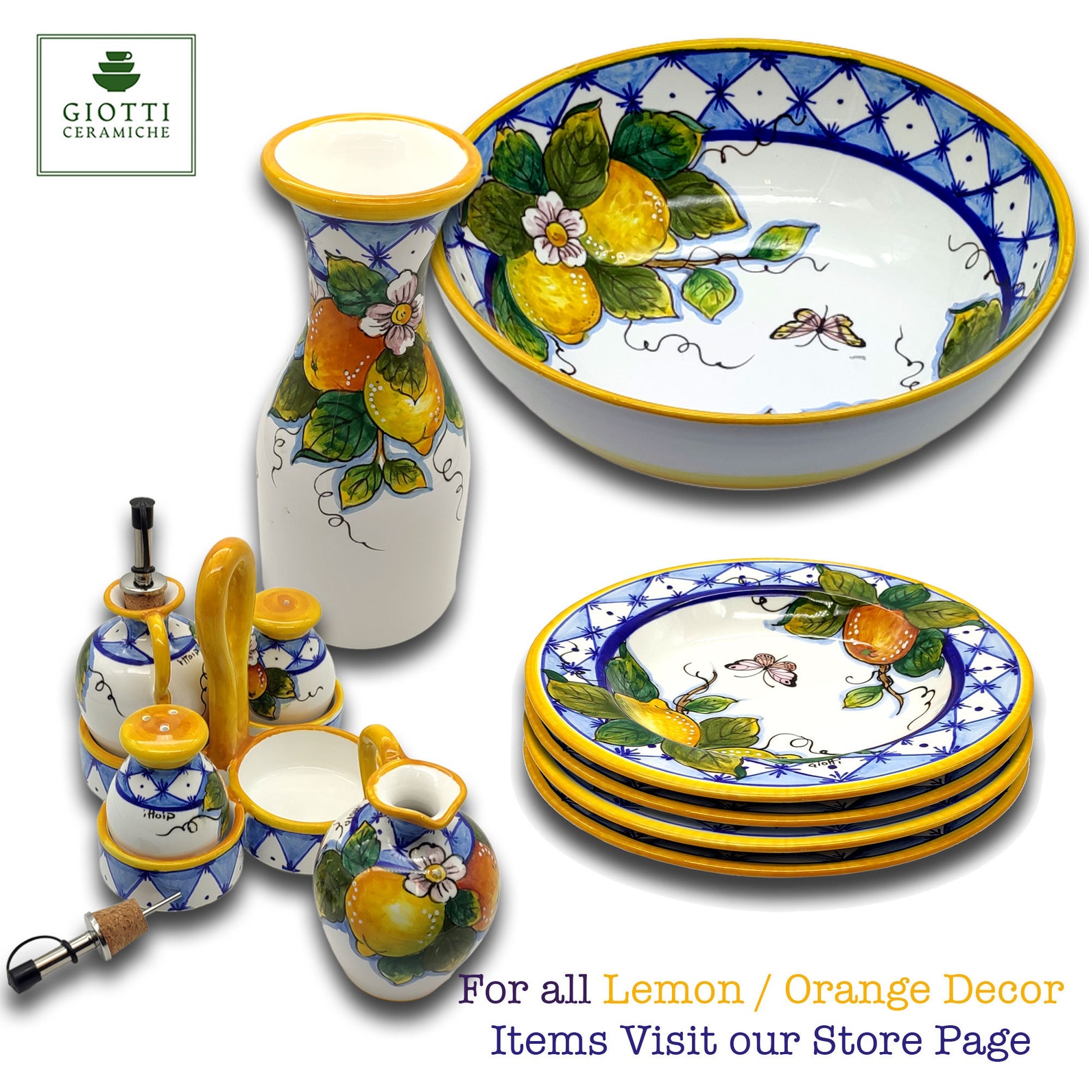 Hand-painted Italian Ceramic Spoon Rest – Lemon/orange Design - Etsy