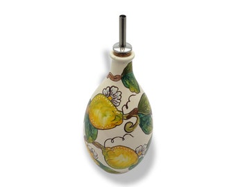 Hand Painted Italian Ceramic Olive Oil Dispenser – Tuscan Lemon Design