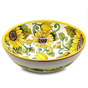Large Ceramic Bowl - Italian dinnerware pasta bowl - Platter serving tray - Hand painted Tuscany pottery bowls - Made in Italy - Salad Bowl