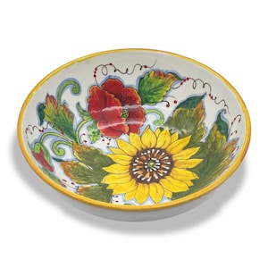 Medium Bowl - Italian dinnerware pasta bowl - Platter serving tray - Hand painted Tuscany pottery bowls - Made in Italy - Salad Bowl