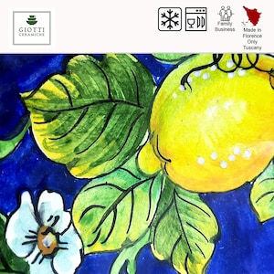 Hand-Painted Ceramic Serving Tray – Italian Tuscany Lemon Pottery image 3