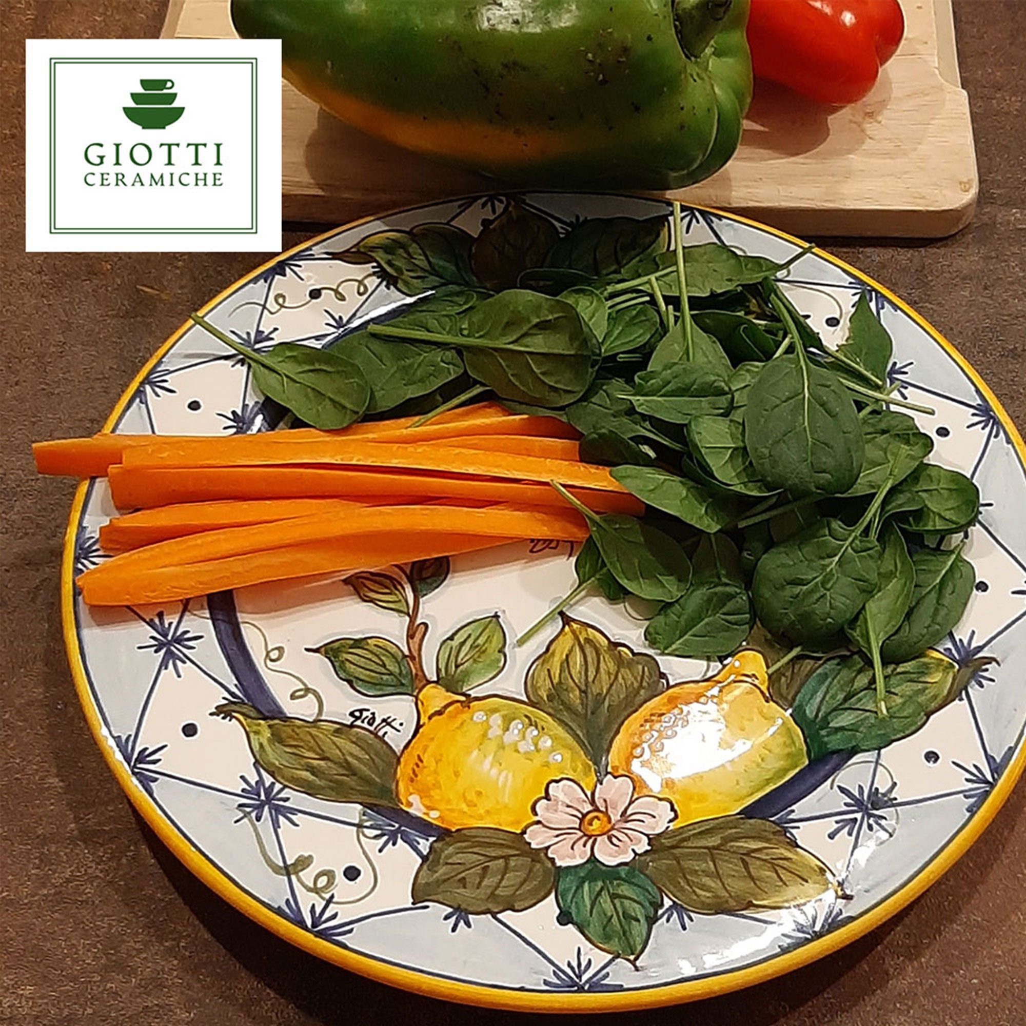 Italian Ceramic Dinnerware Plate Lemon Design Hand Painted Etsy