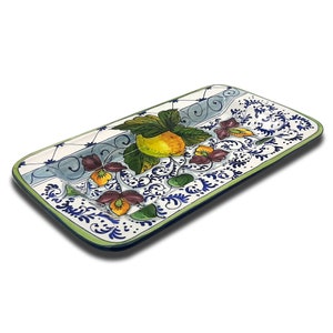 Large Ceramic Tray - Italian dinnerware  serving Tray - Yellow Lemon sparkle serving tray - Hand painted Tuscany pottery - Made in Italy