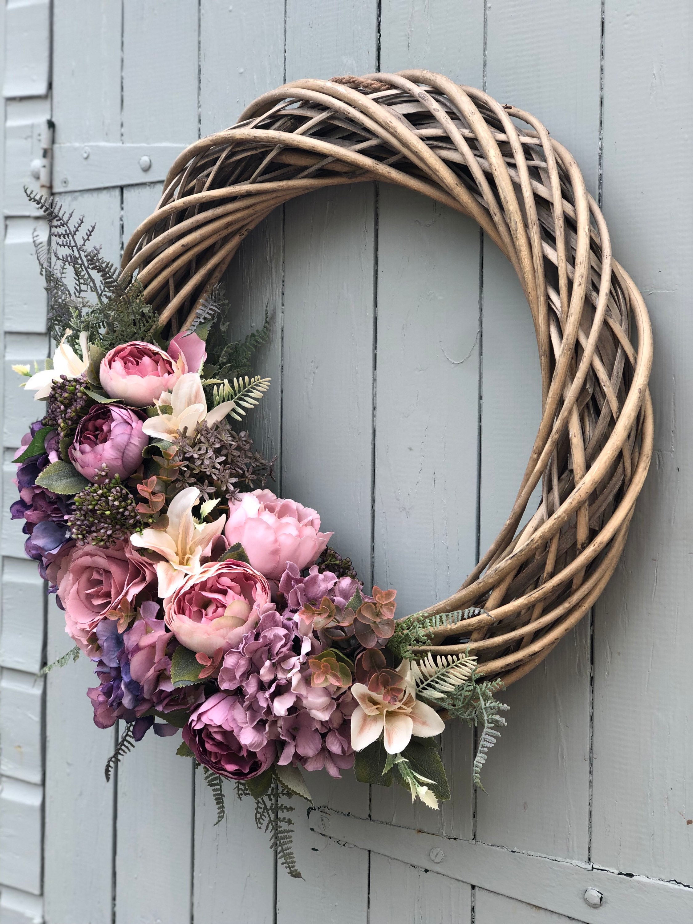 Large floral willow wreath luxury door wreath extra large Etsy