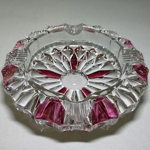 Crystal Ashtray, cranberry red crystal glass ashtray
