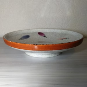 Vintage Japanese bowl plate. Hand painted minimalist design plate, Japan
