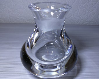 Orrefors thick glass small vase, perfume bottle. Beautiful Orrefor miniature swedish glass art