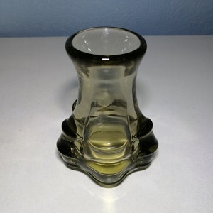 Vintage thick glass vase. Rare vase, unique design hand blown glass vase.